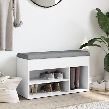 vidaXL Ławka na buty biała 82x32x45,5 cm Drewno konstrukcyjne