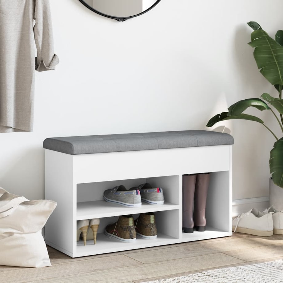 vidaXL Ławka na buty biała 82x32x45,5 cm Drewno konstrukcyjne