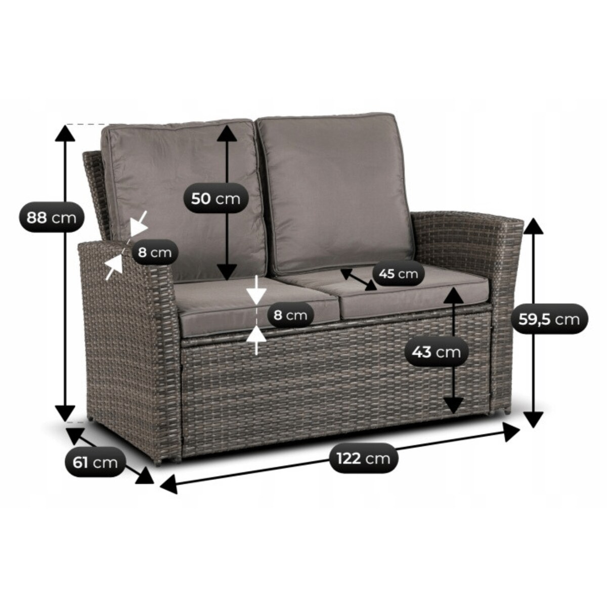 Zestaw Mebli Ogrodowych Na Taras Ogród Technorattan Szary DELGADO