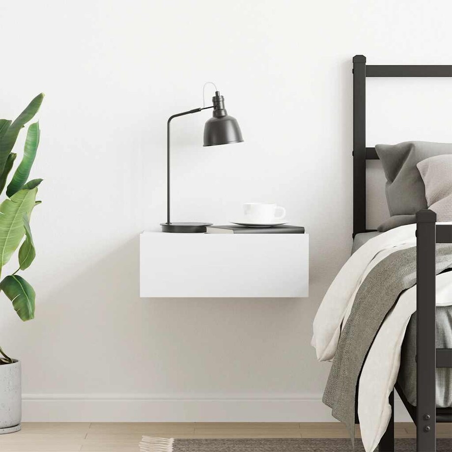 vidaXL Wisząca szafka nocna, biała 40x30x15 cm materiał drewnopochodny