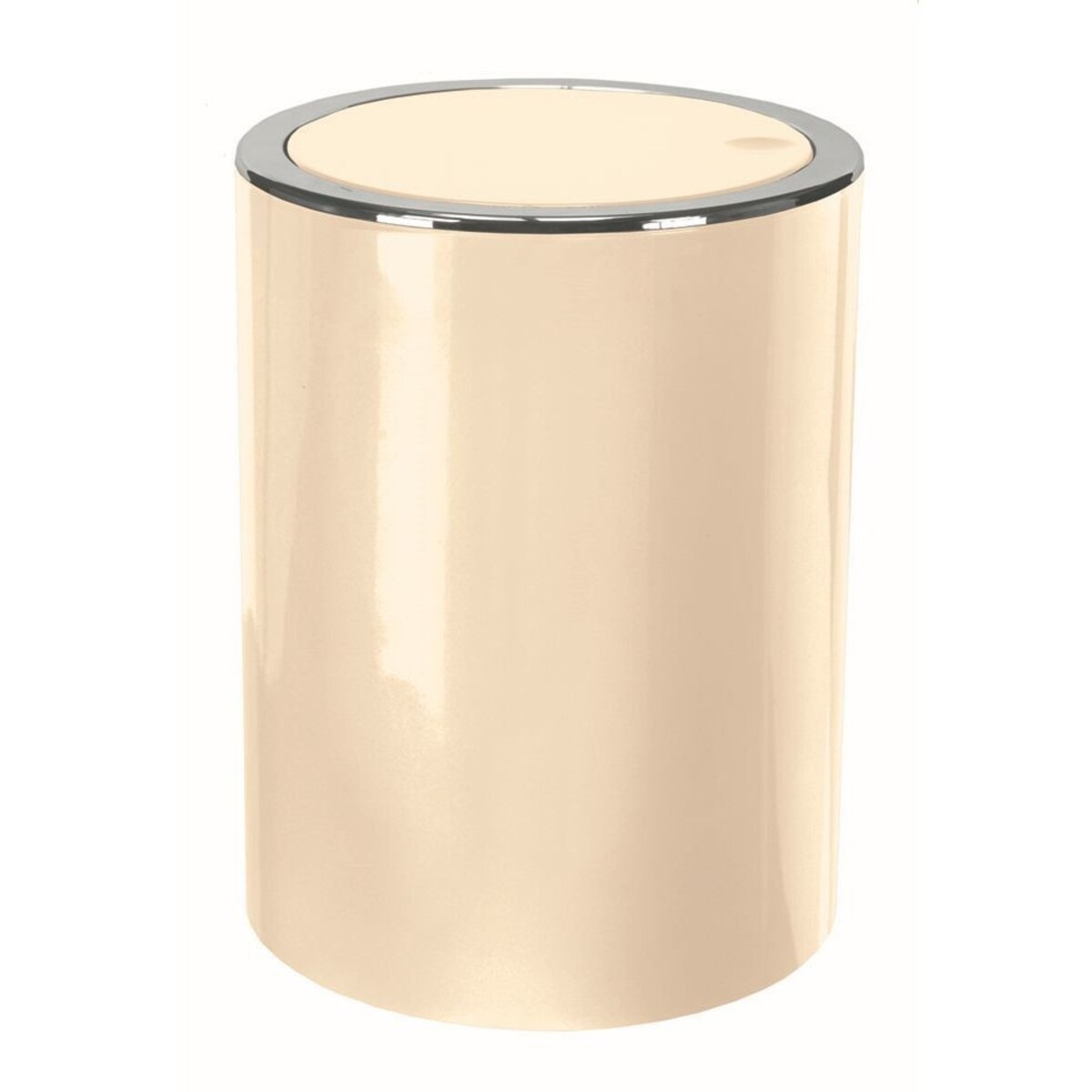 Kleine Wolke Clap Kosz łazienkowy naturalny beż 5 litrów srebrny rant