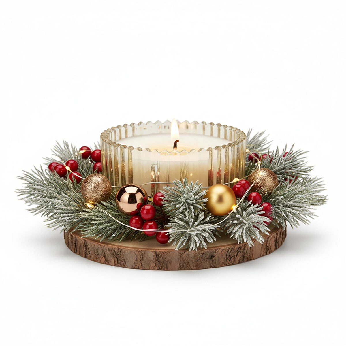 Świeca Dekoracyjna Szklana Świąteczna Ozdobna 10X5 CM Kolor Złoty