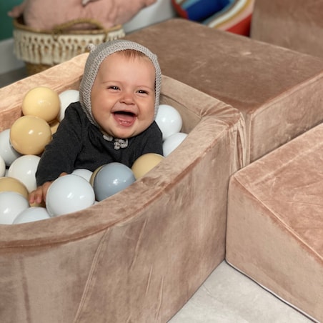 Piankowy Plac Zabaw z Basenem 250x45cm/200 Piłek dla Dziecka, Velvet, Velvet, Beżowy: Białe/Beżowe