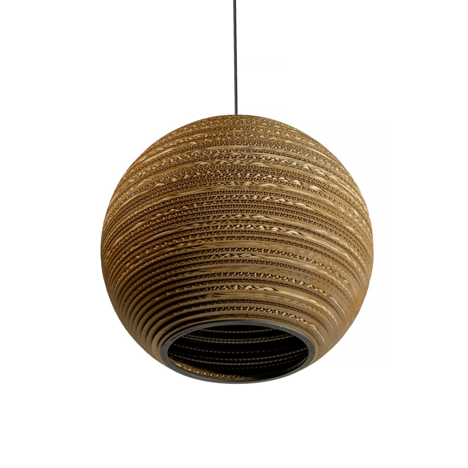 Okrągła ekologiczna lampa wisząca z tektury - SFERA 45
