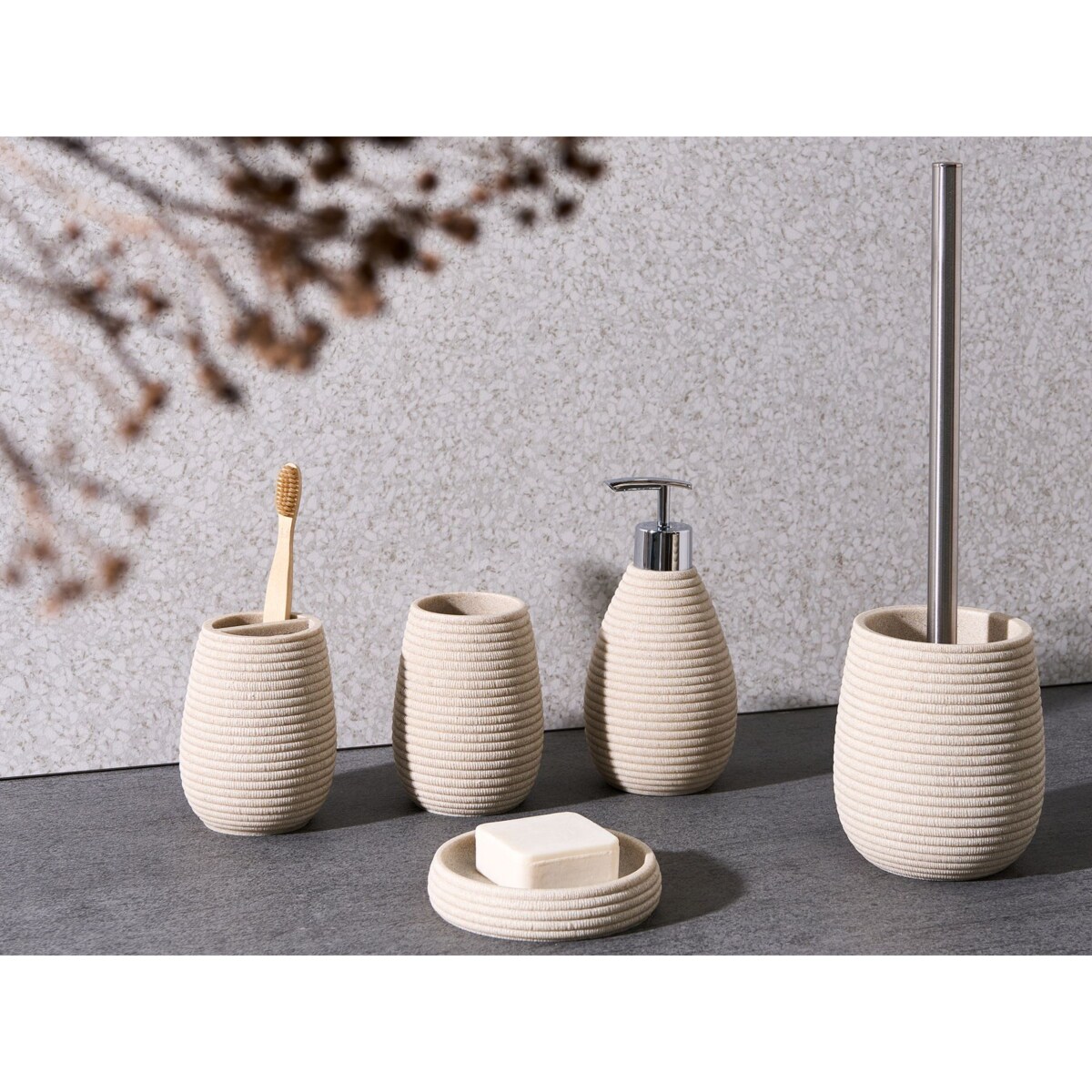 Zestaw akcesoriów łazienkowych 5 elementów QUILA Jasnobeżowy