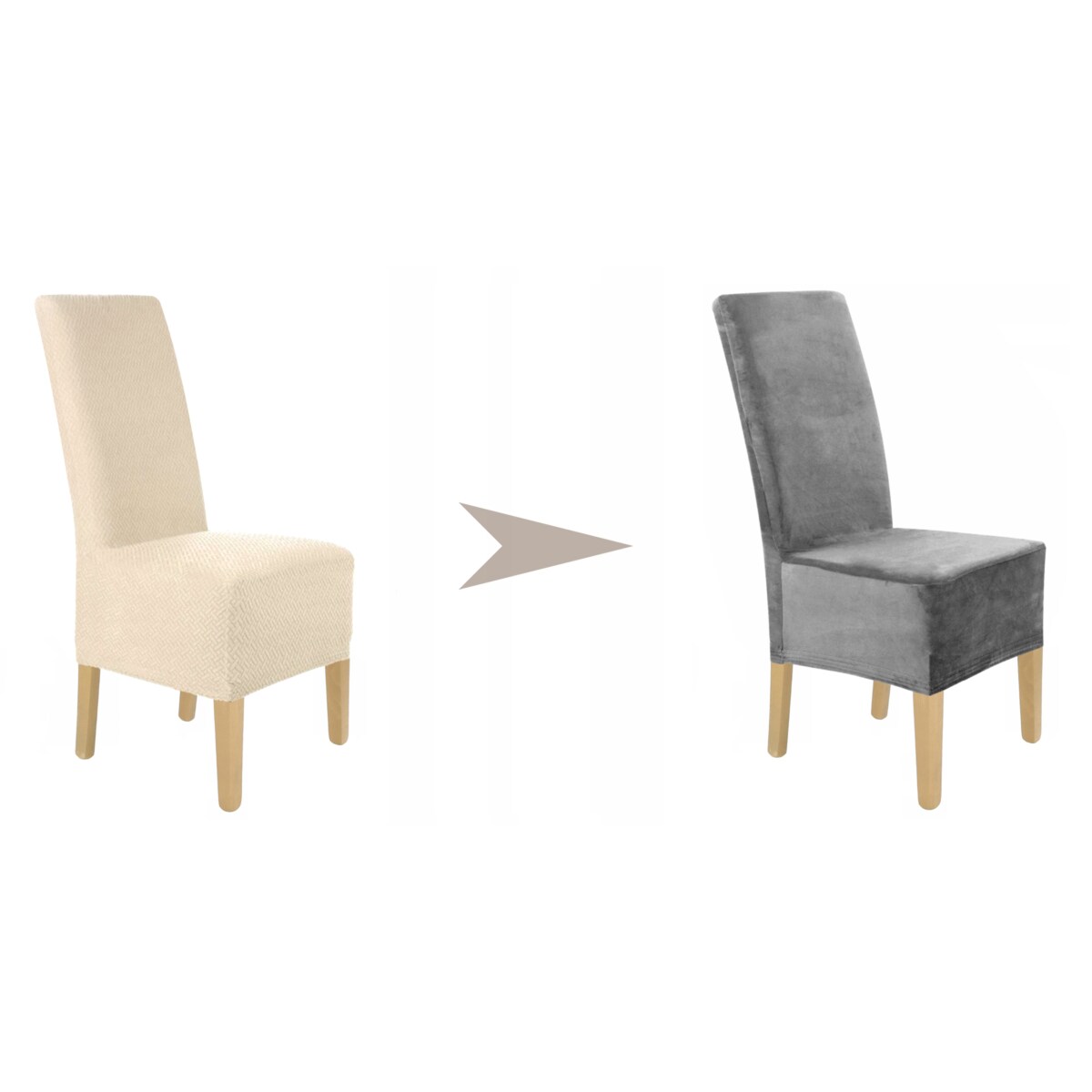 Pokrowiec Na Krzesło Xxl Szary Welur Elastyczny