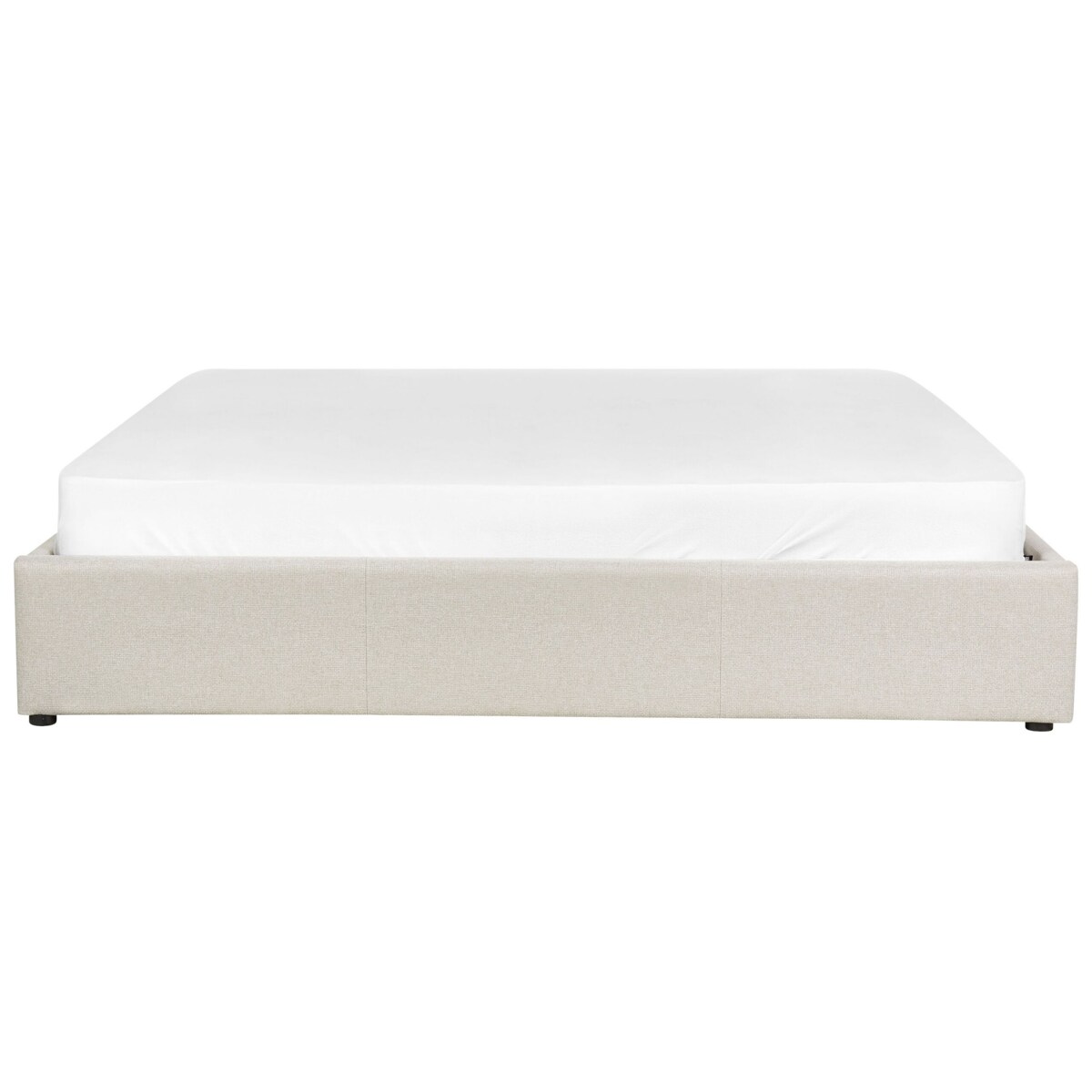 Łóżko z pojemnikiem tapicerowane 180 x 200 cm jasnobeżowe DINAN