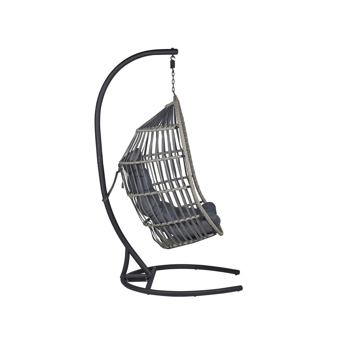 Fotel wiszący ze stojakiem z technorattanu ciemnoszary SESIA