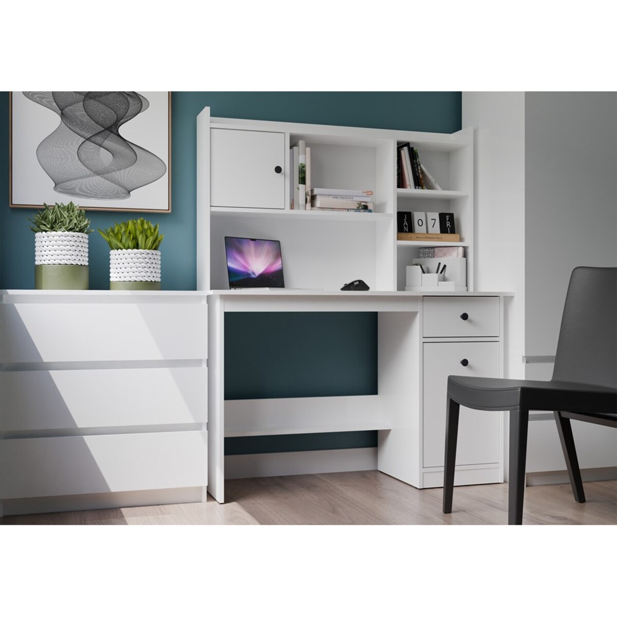 Biurko CHESTER białe mat 120x45x75 cm szuflada+szafka 1 szt.