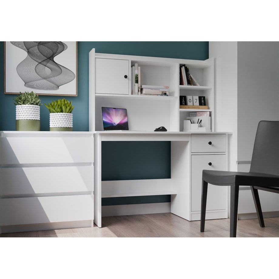 Biurko CHESTER białe mat 120x45x75 cm szuflada+szafka 1 szt.