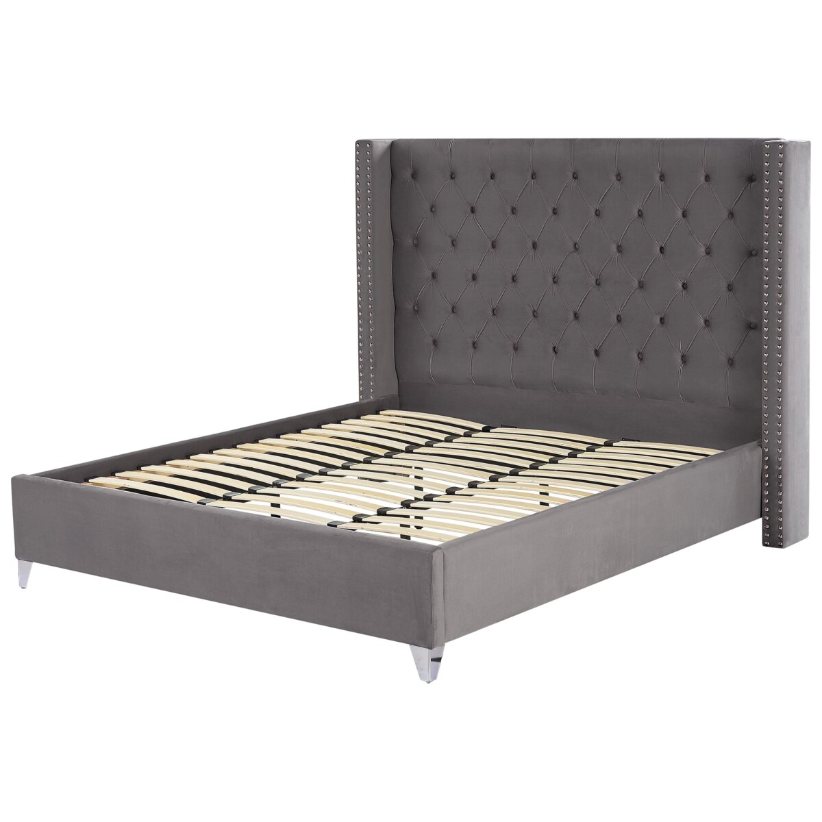 Łóżko welurowe 180 x 200 cm szare LUBBON