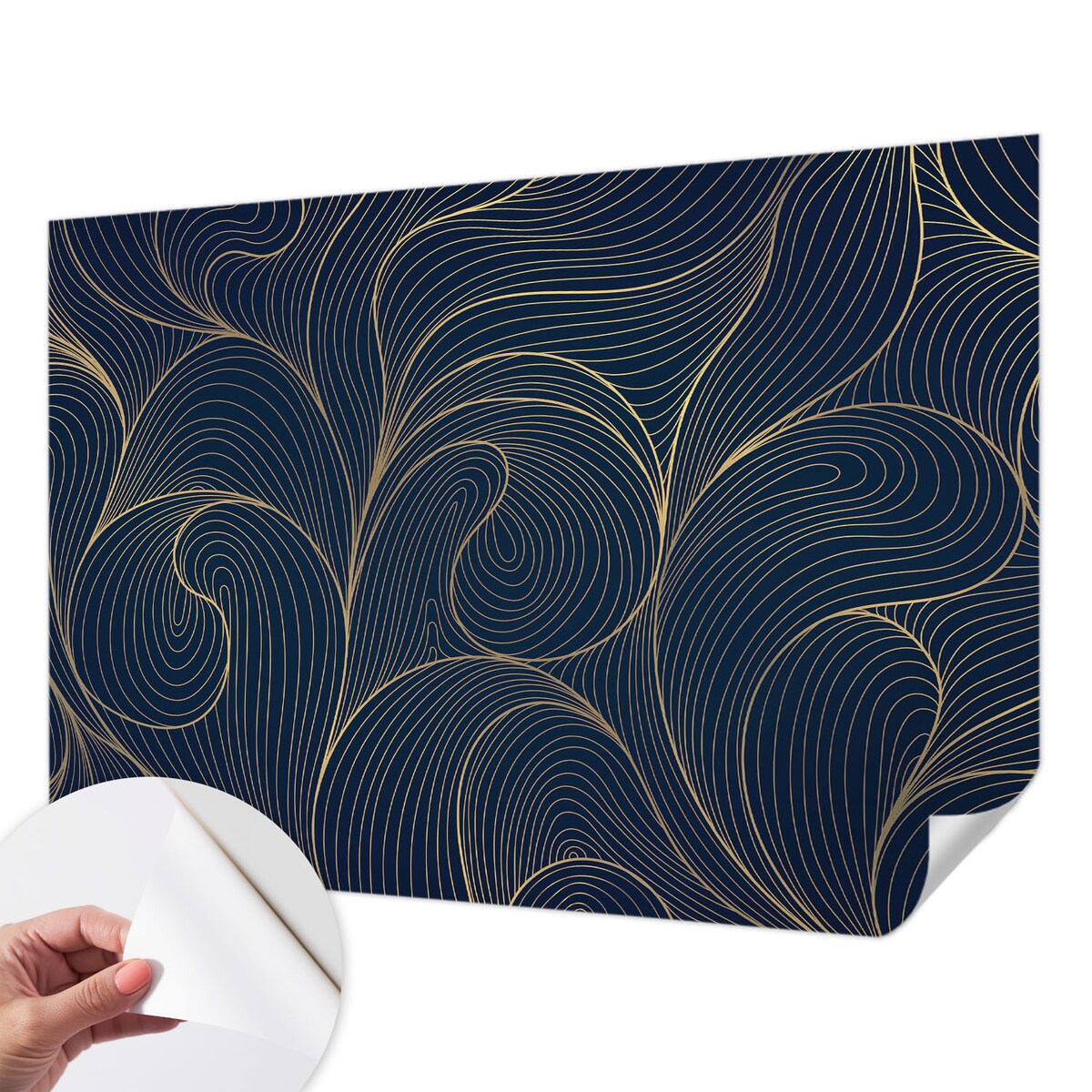 Fototapeta samoprzylepna 312x219 cm - Falisty motyw, tapeta ścienna granatowa