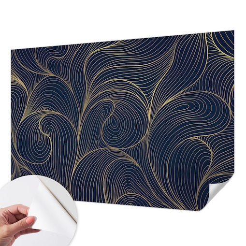 Fototapeta samoprzylepna 312x219 cm - Falisty motyw, tapeta ścienna granatowa