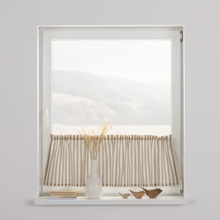 Zazdrostka prosta na metry 390x0 beżowo-białe pasy (1,5cm)