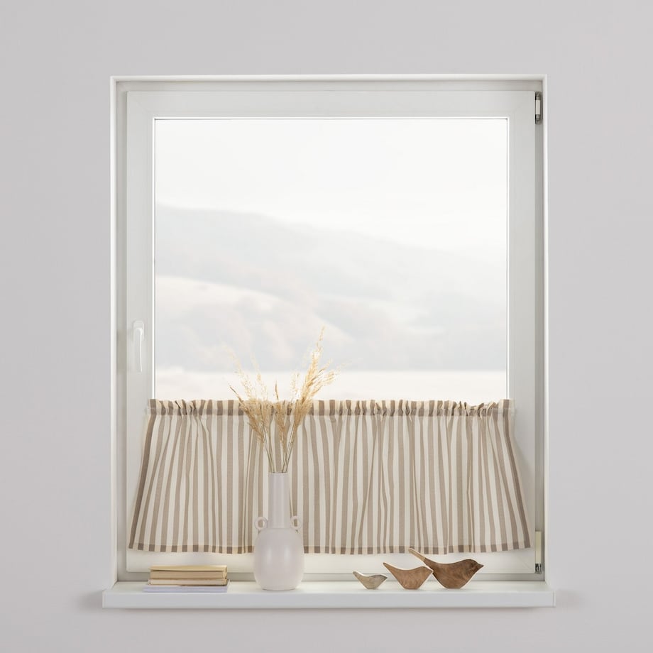 Zazdrostka prosta na metry 390x0 beżowo-białe pasy (1,5cm)