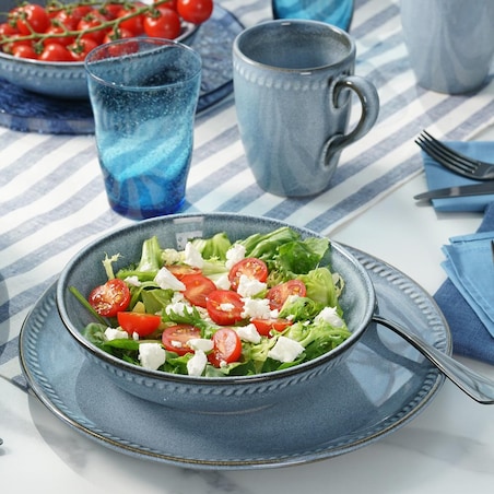 VILLA ITALIA Zestaw kubków ceramicznych niebieskich 380 ml 6 sztuk DENIM