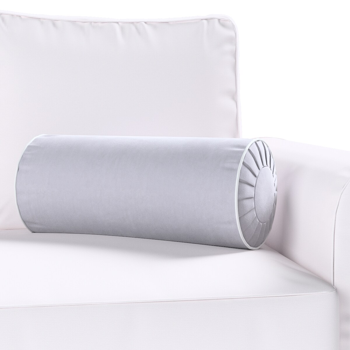 Poduszka wałek z zakładkami z lamówką, srebrzysty szary, Ø20 x 50 cm, Velvet