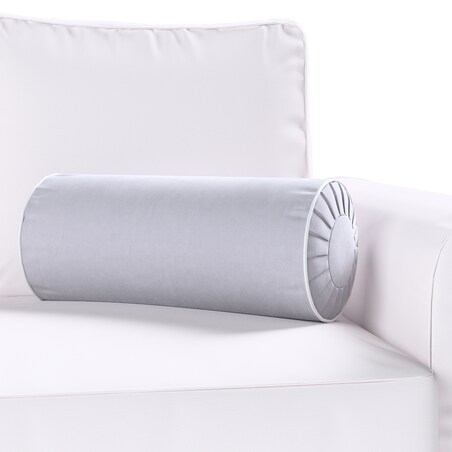 Poduszka wałek z zakładkami z lamówką, srebrzysty szary, Ø20 x 50 cm, Velvet