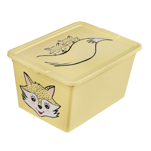 Pojemnik Plastikowy Na Zabawki Z Pokrywą 15 L Zamykany Do Pokoju Dzieci Żółty