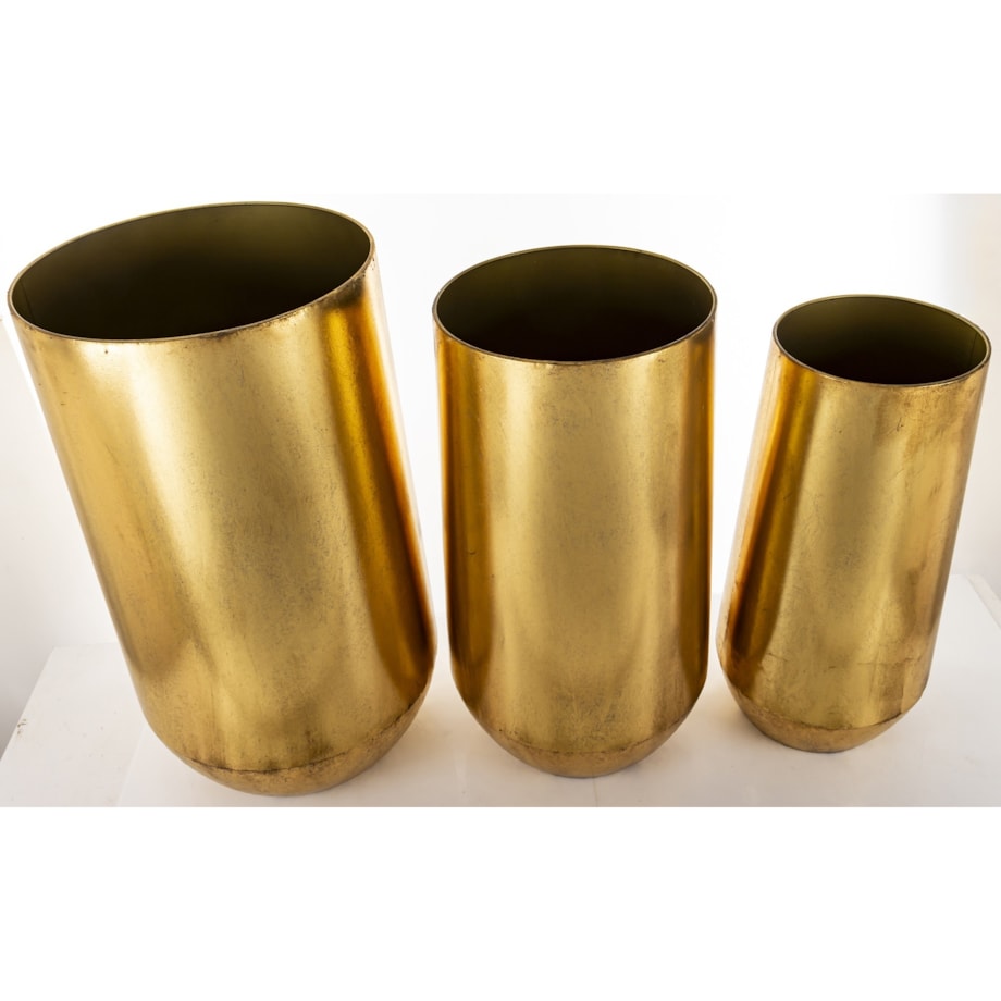 Osłonka 3 szt. metalowe 77x25 i 70x20 i 62x25 cm bardzo wysokie złote