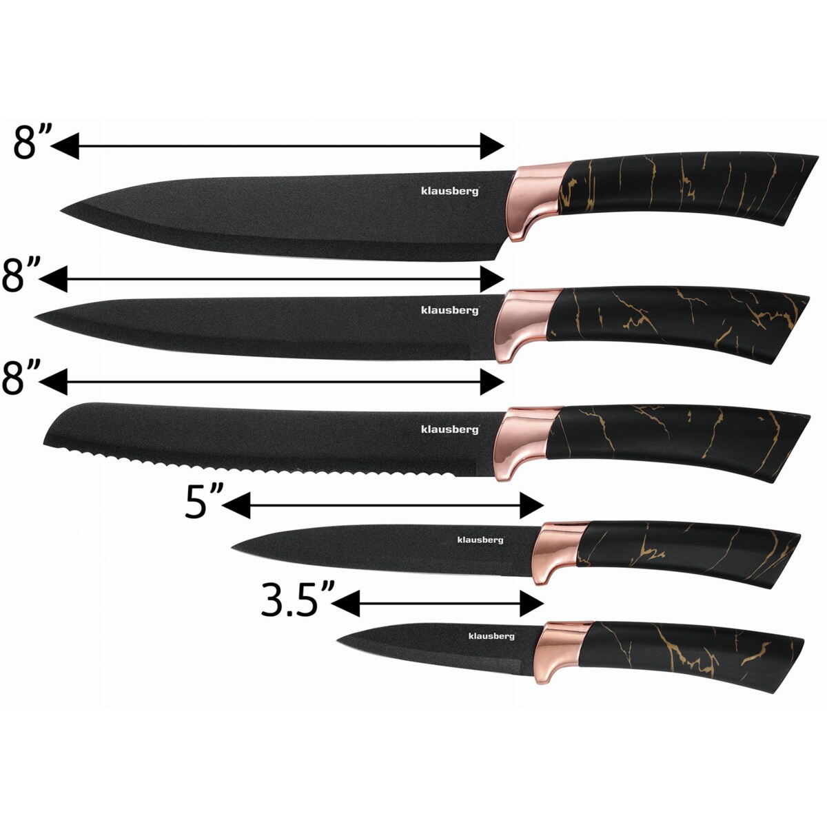 Zestaw noży kuchennych w bloku 5 elementów noże KLAUSBERG