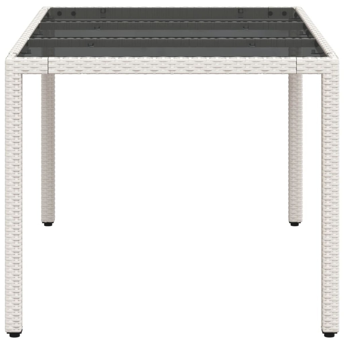 vidaXL Stół ogrodowy ze szklanym blatem, biały, 150x90x75 cm rattan PE