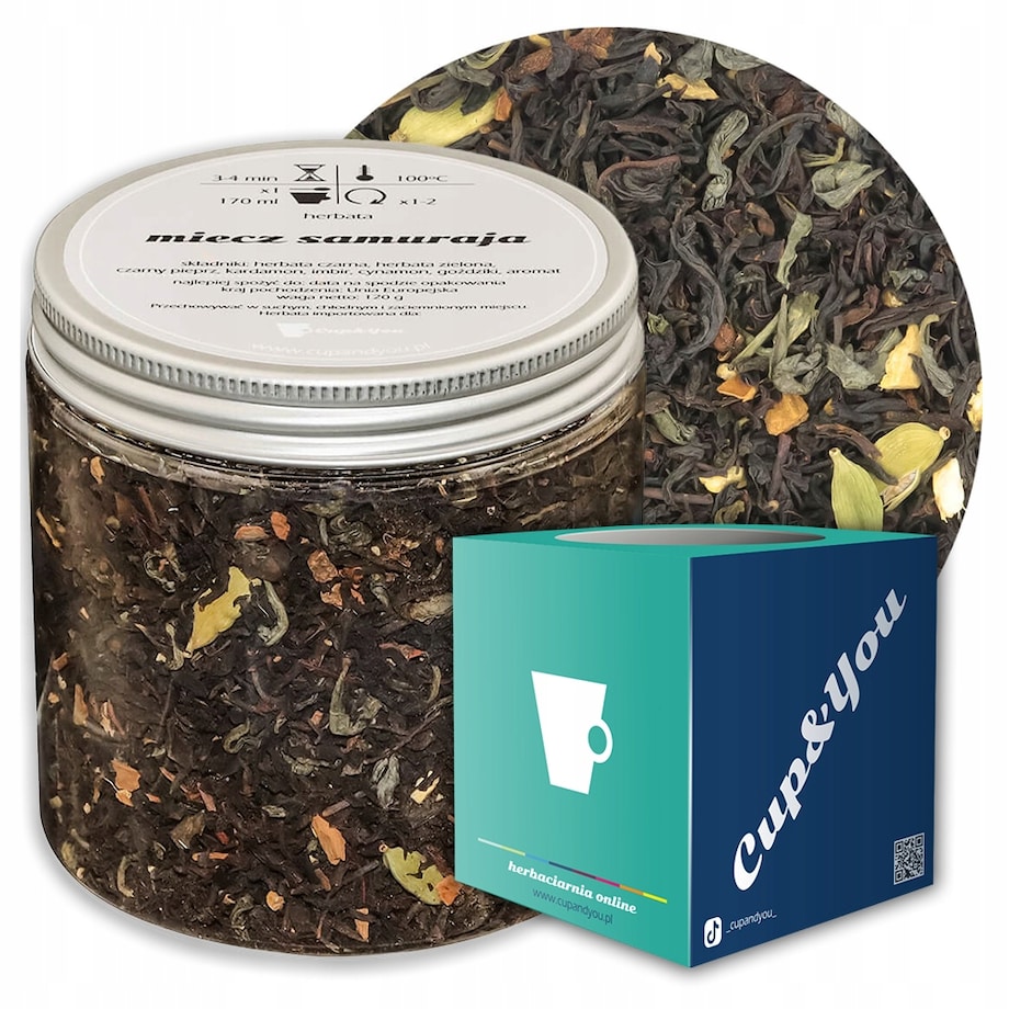 Herbata czarna MIECZ SAMURAJA o smaku rozgrzewającej mieszanki przypraw - herbata liściasta sypana mieszanka napar susz - gotowa na prezent upominek