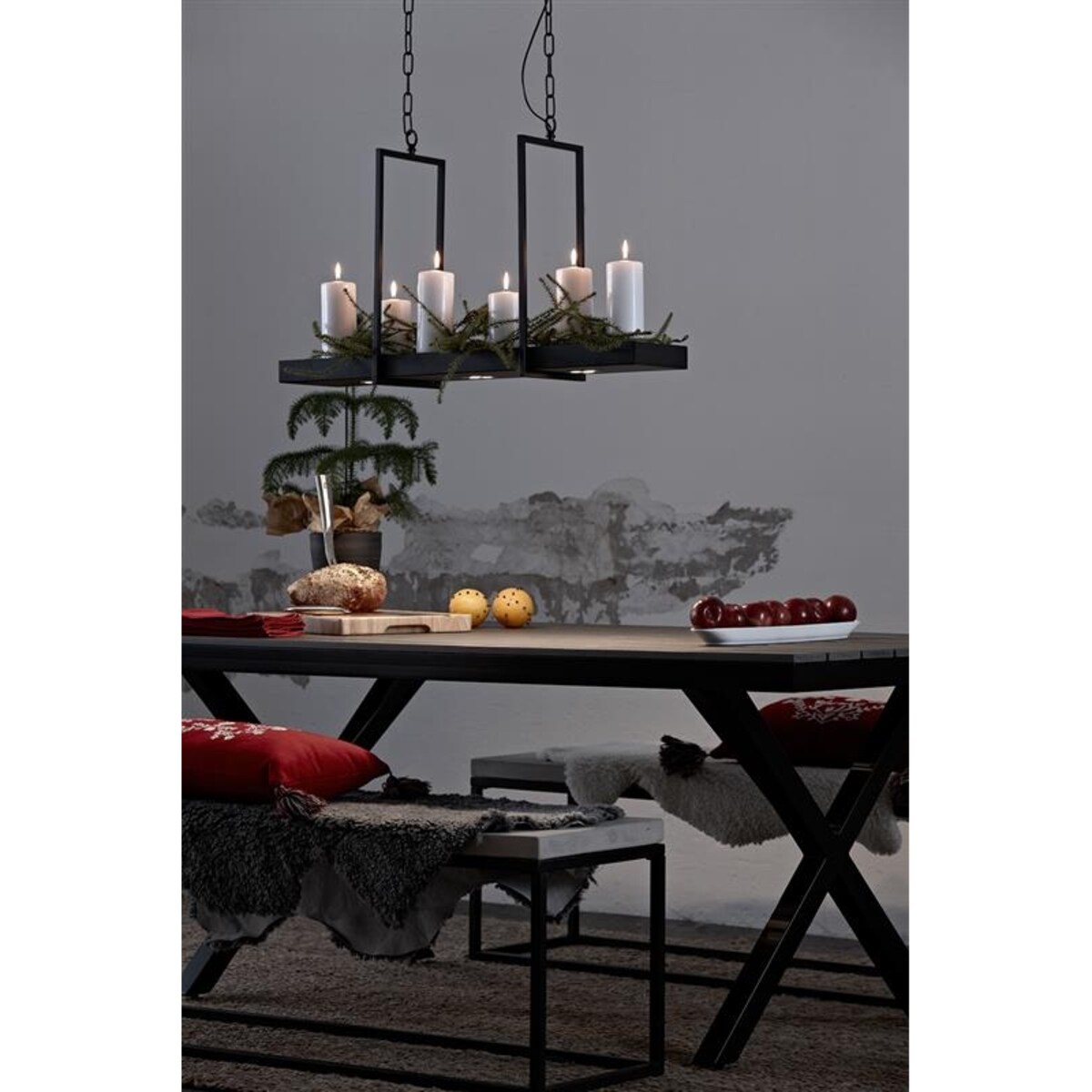 Rustykalna LAMPA zwieszana TRAY 105780 Markslojd metalowa OPRAWA wisząca zwis LED 9W 3000K na łańcuchu belka czarna