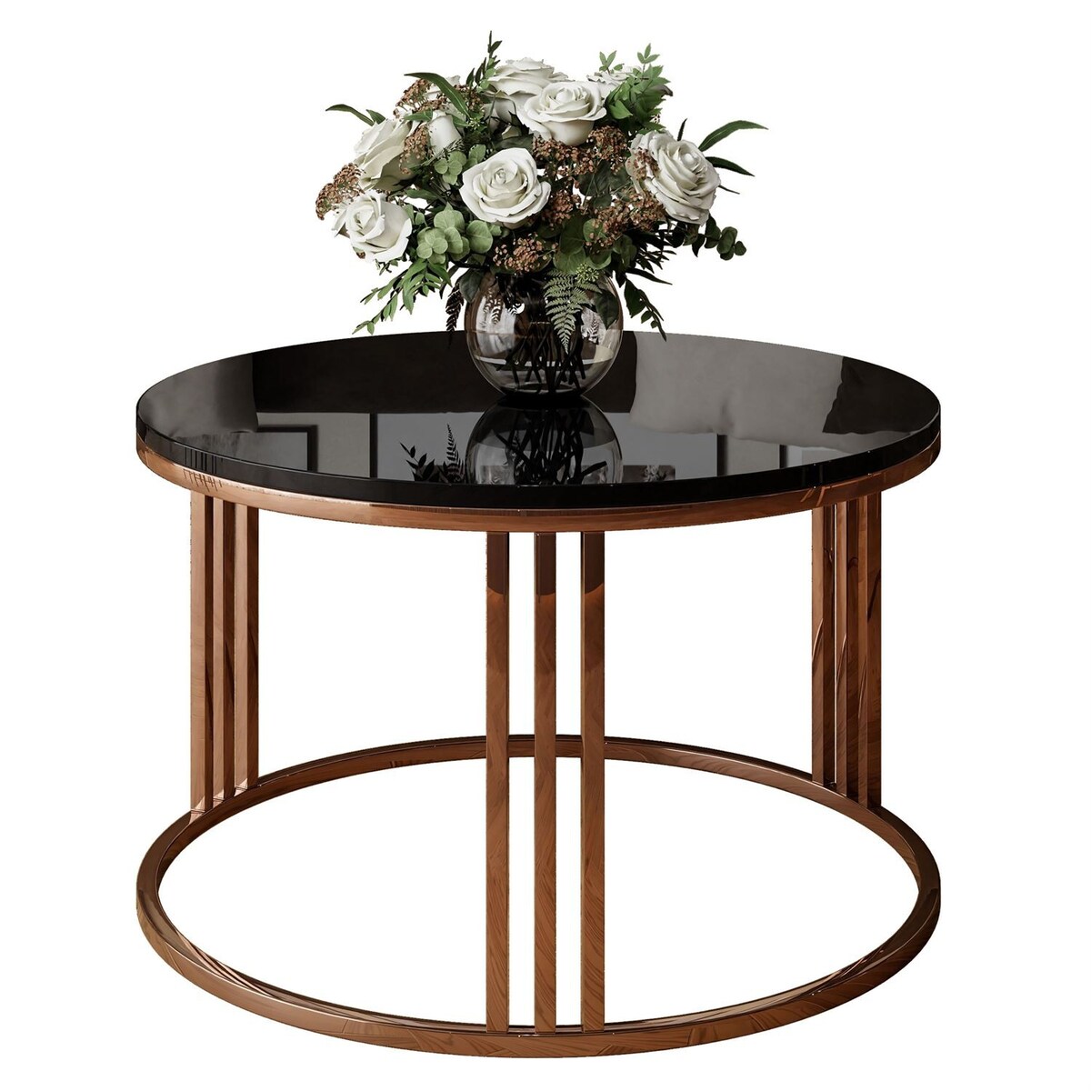 Stolik kawowy LORI miedź czarny połysk