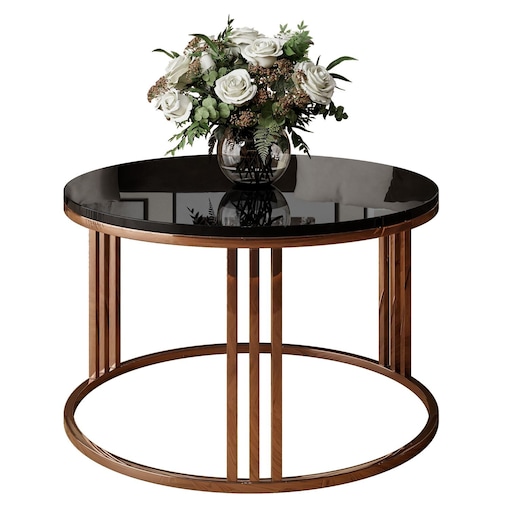 Stolik kawowy LORI miedź czarny połysk
