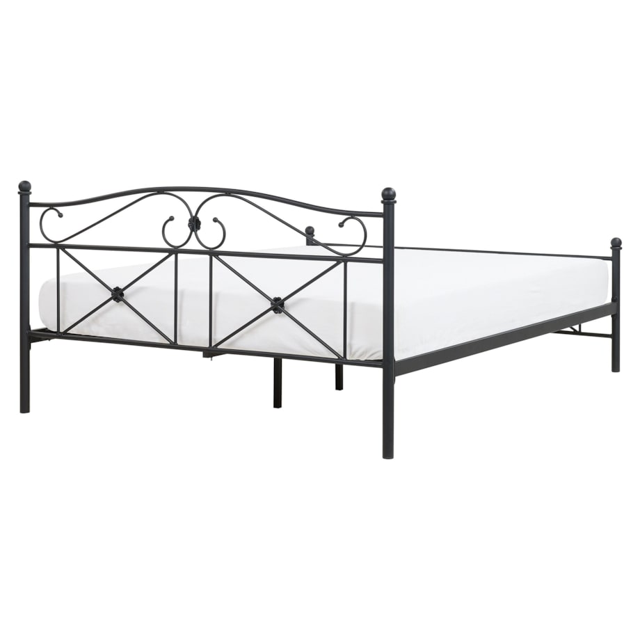Łóżko metalowe 160 x 200 cm czarne RODEZ