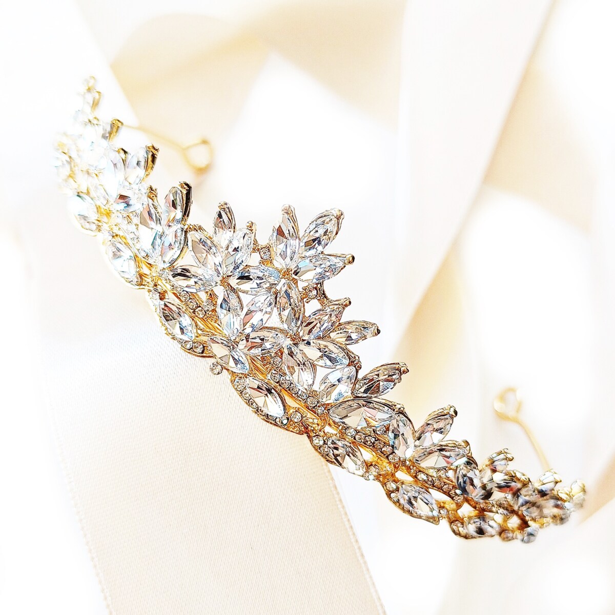 ZŁOTY diadem na wesele efektowna KORONA tiara glam szykowna gustowna