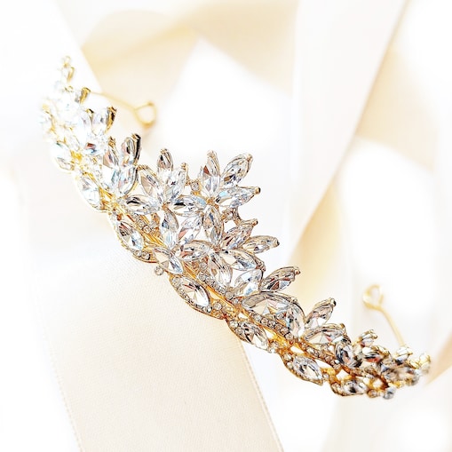 ZŁOTY diadem na wesele efektowna KORONA tiara glam szykowna gustowna