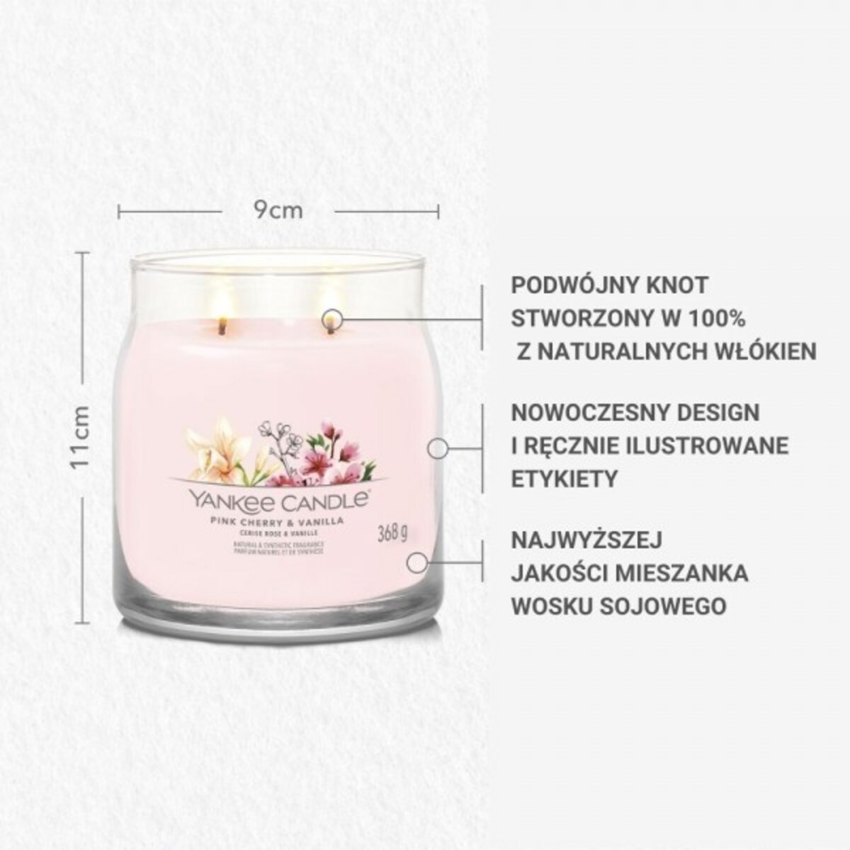 YC SIG.– Świeca średnia PINK CHERRY & VANILLA