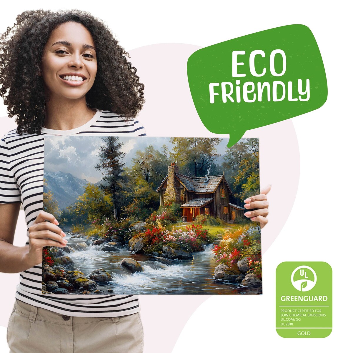 Obraz Do Salonu Jadalni Górska Chata Góry Kwiaty Krajobraz Natura 70x50cm