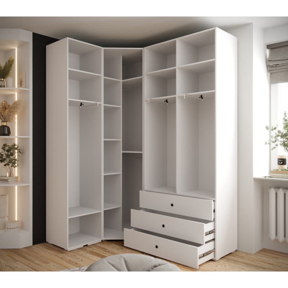 Garderoba wysoka do przedpokoju INOVA 2 Z6 biały+złoty