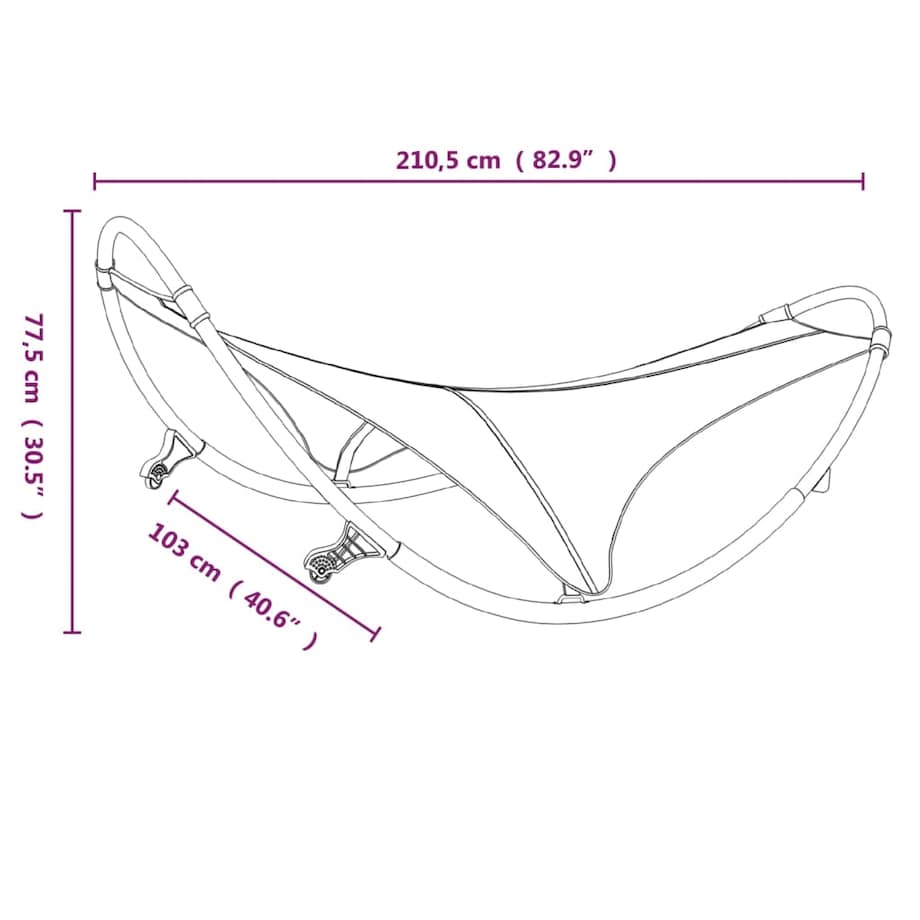 vidaXL Leżak bujany z kółkami, stal i tkanina textilene, kremowy