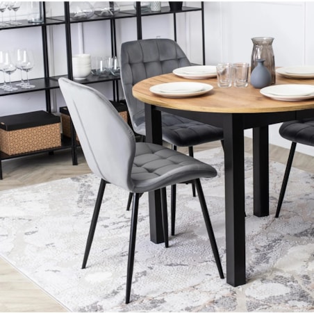 Krzesło Tapicerowane Welurowe Do Salonu Jadalni Toaletki Loft LUCKY Szare