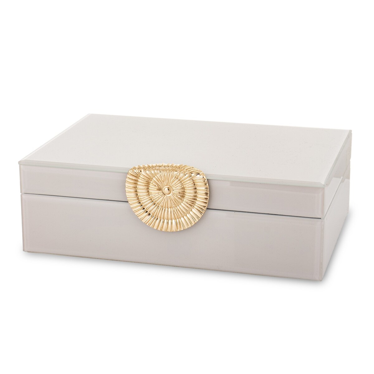 Szkatułka na biżuterię kremowa ze złotem 8x24,5x17 cm