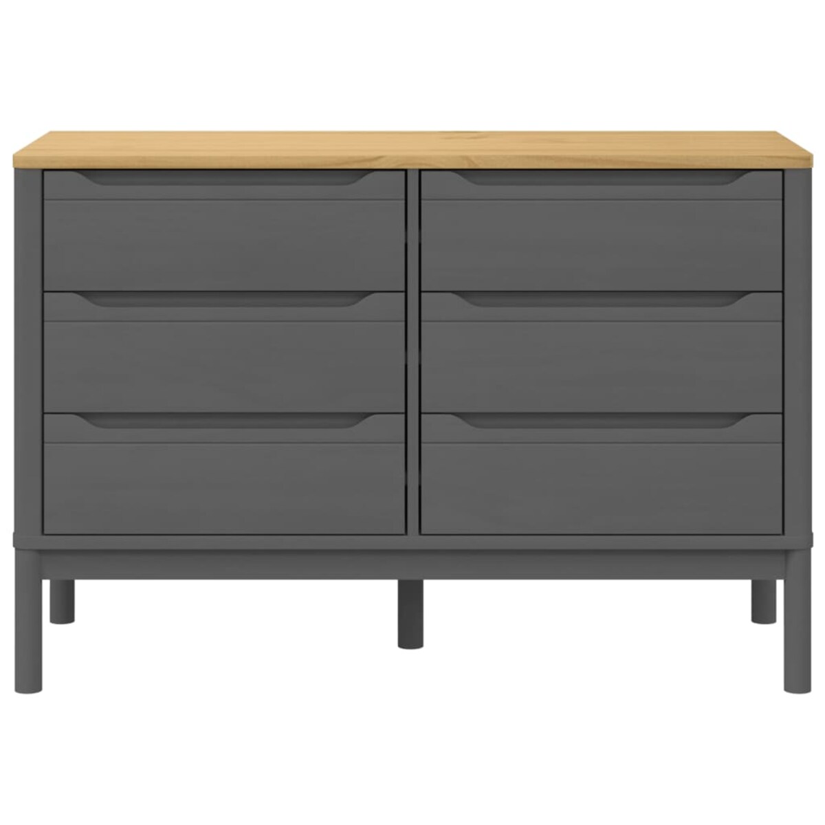vidaXL Komoda FLORO, szara, lite drewno sosnowe