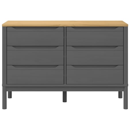 vidaXL Komoda FLORO, szara, lite drewno sosnowe