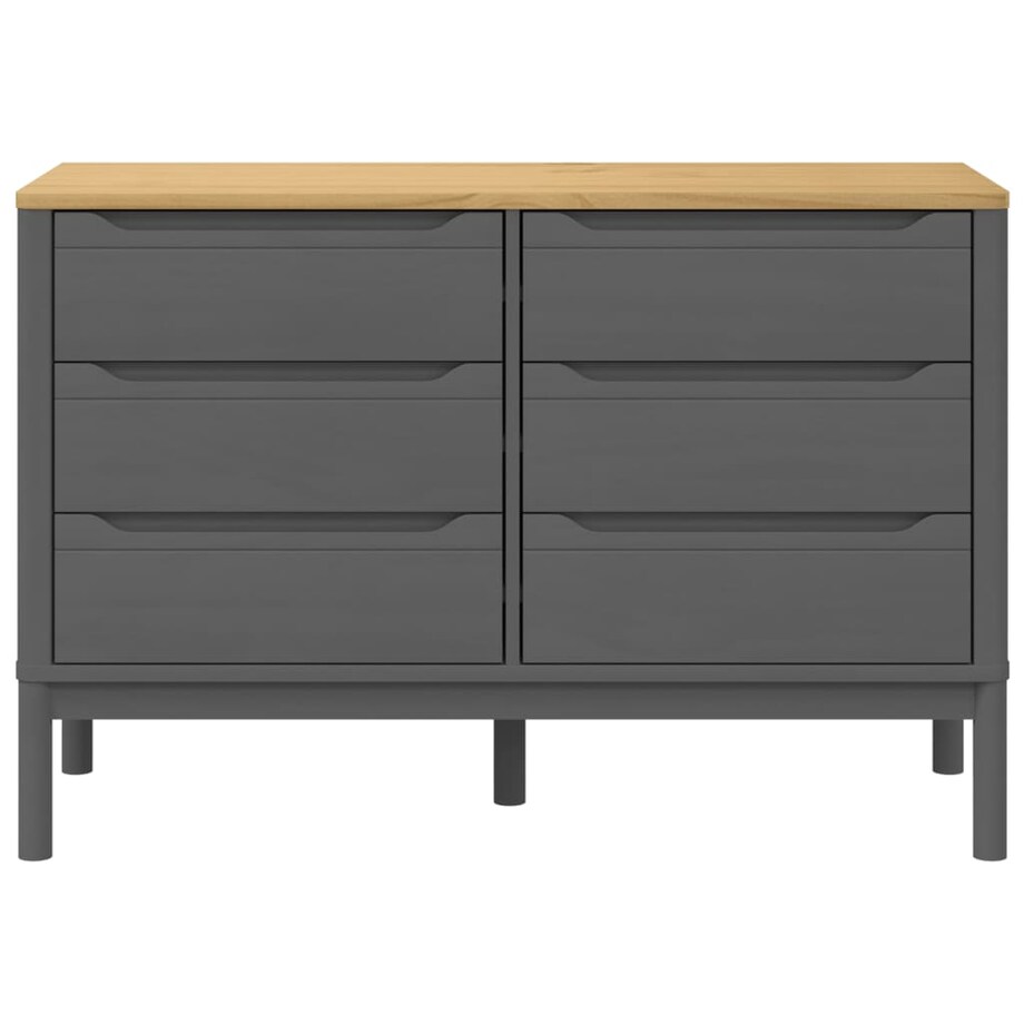 vidaXL Komoda FLORO, szara, lite drewno sosnowe