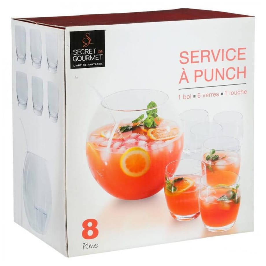 Zestaw do ponczu, 8 elementów, z chochlą do podawania napoju