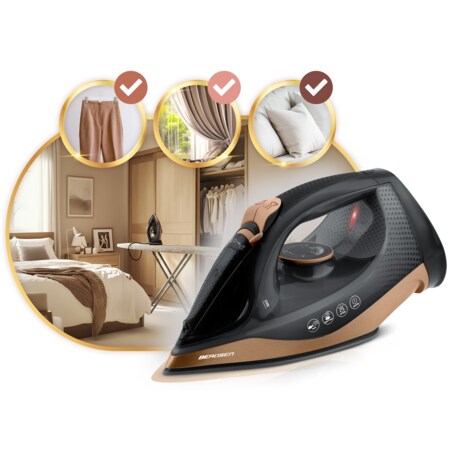 Żelazko bezprzewodowe parowe 2600W ceramiczna powłoka Berdsen 333300