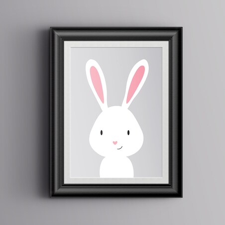 Plakat dla dzieci Królik szary 20x30