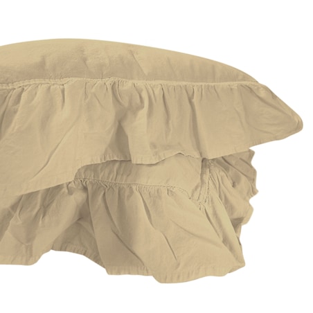 Pościel bawełniana 220x200 z falbanką Stonewashed Exclusive, Akdeniz Cream