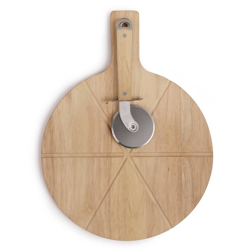 Livoo Zestaw do krojenia pizzy, 30 cm, drewniany