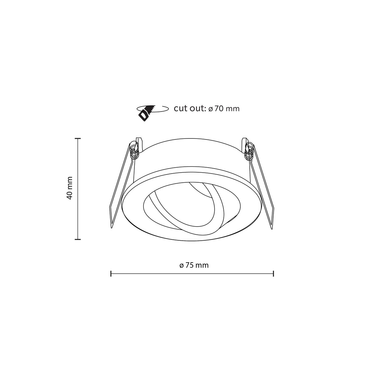 Oprawa wpuszczana łazienkowa TK Lighting AURA BLACK GU10 IP65 czarna ruchoma 230V 10571