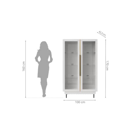 Elegancka biała witryna Dancan ARTEMISA ze złotymi dodatkami / szer. 100 cm