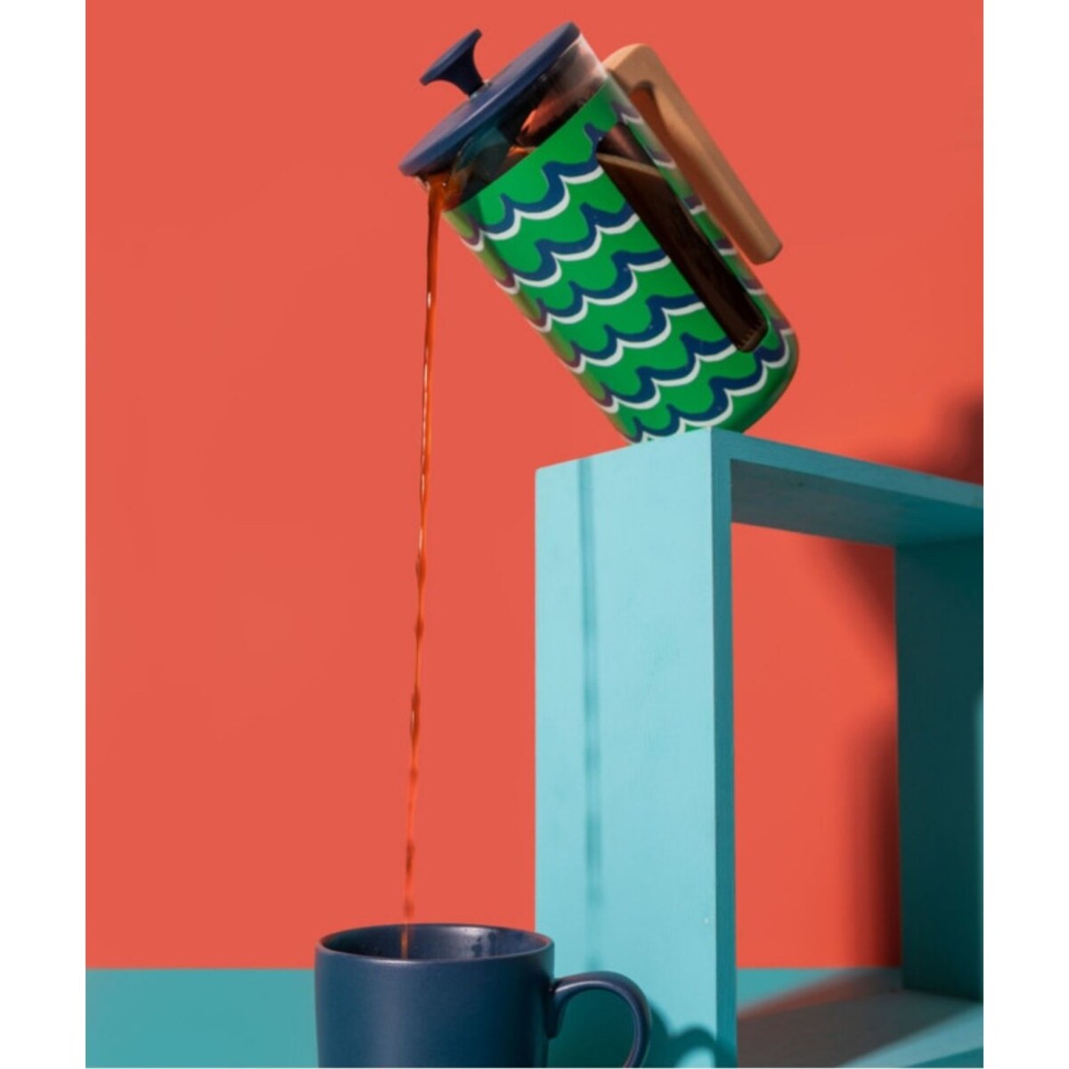 Zaparzacz do Kawy Typu French Press Pisa na 8 filiżanek, Cyan Tides